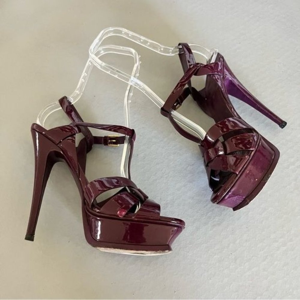 YSL Saint Luarent Tribute Platform Sandal Heels - Picture 3 of 7